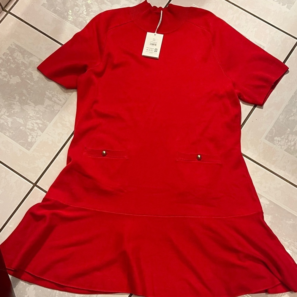 Chic Scarlet Mini Dress - Picture 3 of 10